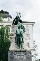 Fototapeta premium Preseren Monument in Ljubljana, Slovenia