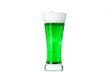 Traditional St Patrick's Day green beer isolated on white background