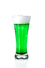 Traditional St Patrick's Day green beer isolated on white background