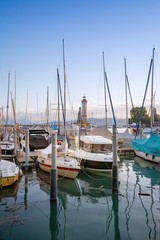 Fototapeta premium Moored yachts on Bodensee