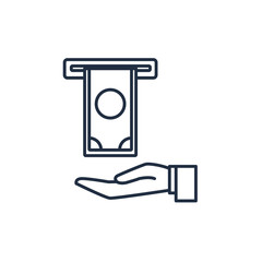 hand atm bank money line image