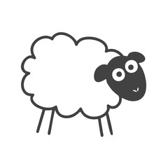Surprised, staring sheep. Insomnia vector illustration isolated on white background
