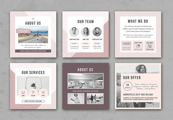 Faded Pastel Pink Social Media Square Post Layouts