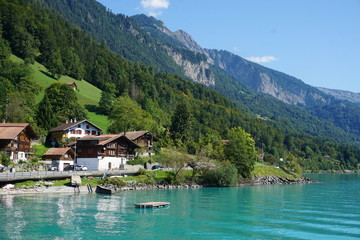 Fototapeta na wymiar The blue waters of Interlaken, Switzerland