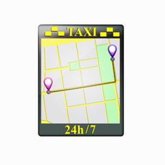 Taxi Service Design. Order taxi in city map location illustration.