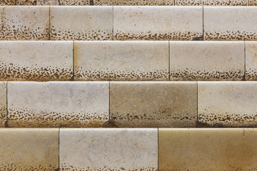 Ancient beige Marble stairs top view to the entrance to the temple.