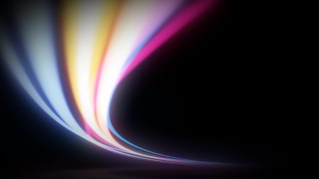 Abstract Neon Light Streaks Animation Loop/ 4k animation of an abstract background with shining neon light strokes following circular ring motion path