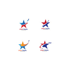 Obraz premium Set of collection travel logo with air plane concept design vector