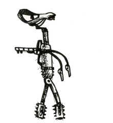 Naklejka premium Robot, vintage toys and character. Ink illustration. 