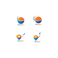 Set of collection travel logo with air plane concept design vector