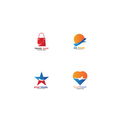 Set of collection travel logo with air plane concept design vector