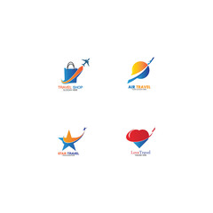 Set of collection travel logo with air plane concept design vector