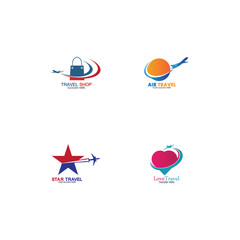 Fototapeta premium Set of collection travel logo with air plane concept design vector
