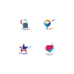 Set of collection travel logo with air plane concept design vector