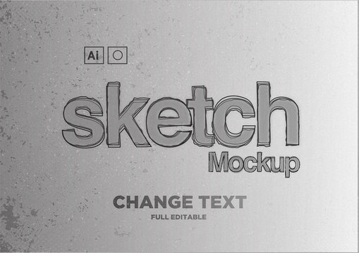  Sketch text effect mockup full editable text / illustrator mock-up /モックアップテキストのスケッチ