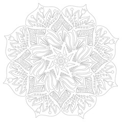 Flower mandala vector illustration. Adult coloring page. Circular abstract floral oriental pattern