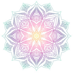 linear ornamental mandala made in bright gradient.