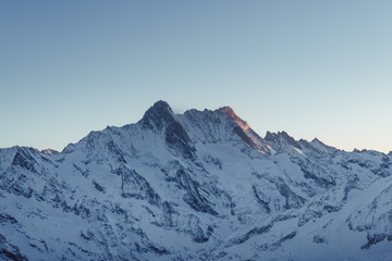 Sunrise at the glacier in Switzerland