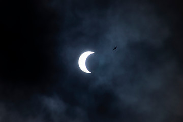 eclipse of the sun behind the dark cloud.