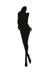 Silhouette of young slender woman, model. Fashion illustration. Vector