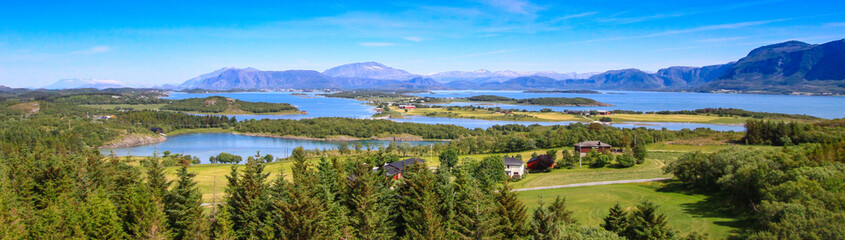 Fototapeta premium Landscape picture from Torget (Torghatten) in Brønnøy municipality, Northern Norway