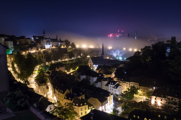 panoramic view of Luxembourg at night
