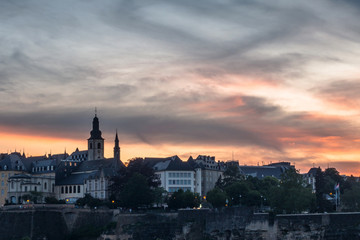 Fototapeta na wymiar sunset over Luxembourg