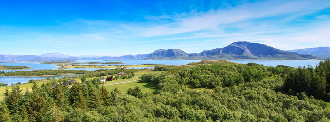 Landscape picture from Torget (Torghatten) in Brønnøy municipality, Northern Norway