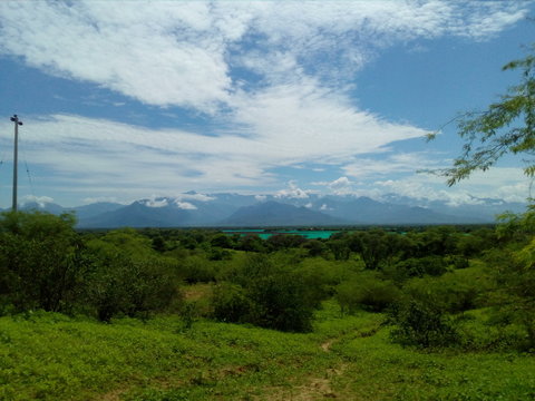 landscape with blue sky and clouds