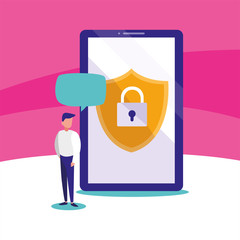 Avatar man with smartphone vector design