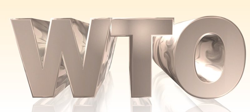 WTO - World Trade Organization - Metal Word in Light Background - Concept Keyword Illustration - 3D rendering