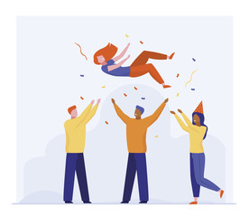 Young woman celebrating birthday with friends