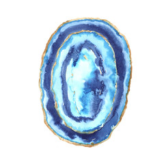 Watercolor Colorful agate slice isolated on white