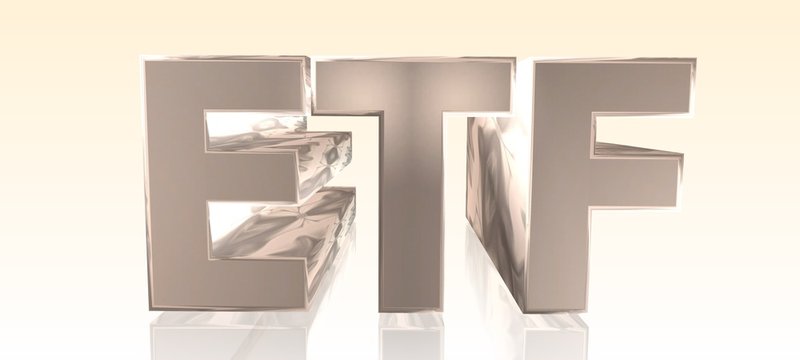 ETF - Exchange Traded Fund -  Metal Word in Light Background - Concept Keyword Illustration - 3D rendering