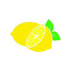  lemon icon. yellow fresh citrus fruits. half of lemon