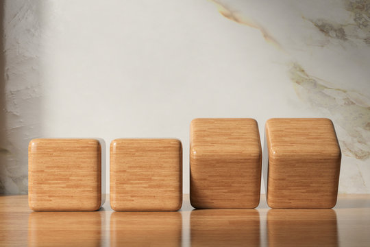wooden blocks on wooden floor - 3D rendered illustration