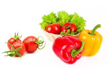 ripe fresh organic vegetables isolated on white background