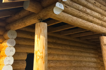 Constructed from wooden log house, wooden house.