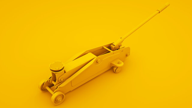 Floor Jack isolated on yellow background. Minimal idea concept, 3d illustration