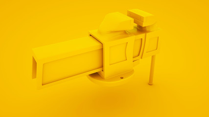 Metal vise on yellow background. Minimal idea concept, 3d illustration