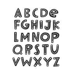 English alphabet. ABC capital letter. Hand-lettering vector illustration for banner, posters, scrapbooking, school projects, decoration. Education for learning children, kindergarten, preschool