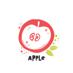 Apple icon. Ink hand drawn vector illustration. Can be used for cafe, menu, shop, bar, restaurant, poster, sticker, logo, detox diet concept, farmers market