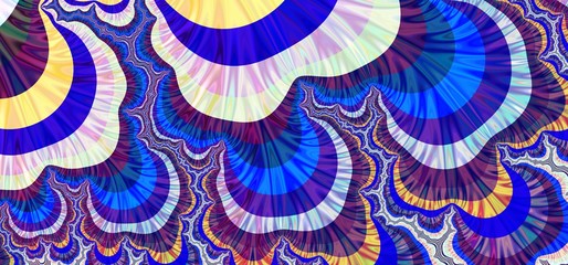 Blue Psychedelic Flourish Holographic World - Abstract Fractal Bright Helix Background 