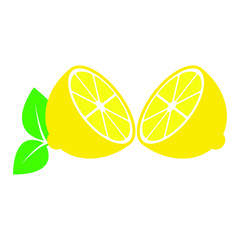  lemon icon. yellow fresh citrus fruits. half of lemon