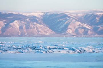 Lake Baikal near Olkhon island. Winter landscape