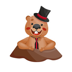 Obraz premium Happy Groundhog Day Vector Illustration.