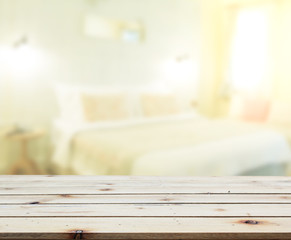 Table Top And Blur Background In Bedroom