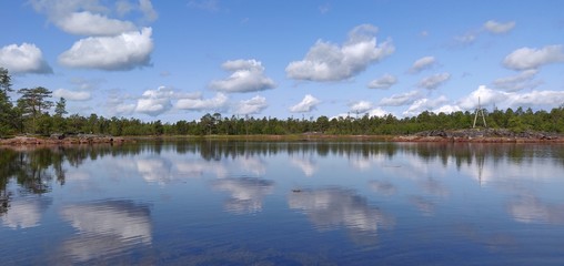 landscape with lake and clouds