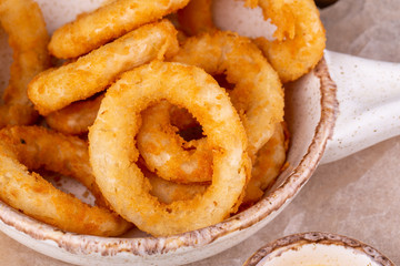 Squid rings in meatballs
