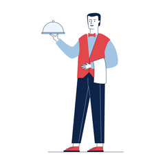 Waiter carrying dish